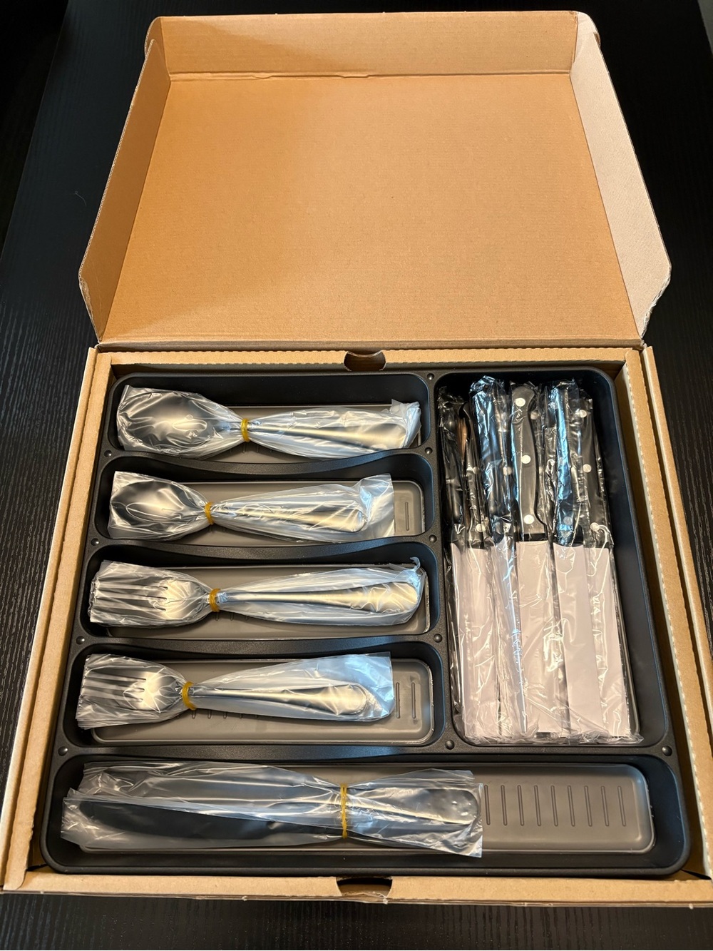 Cutlery & Knife Set with Black Handles